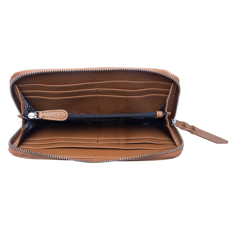 Sunset Ridge Handtooled Hairon Leather Wallet