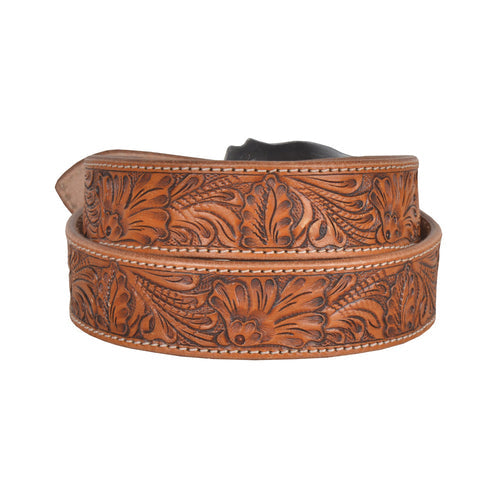 Image of Brisk Leaves Hand-Tooled Leather Women's Belt