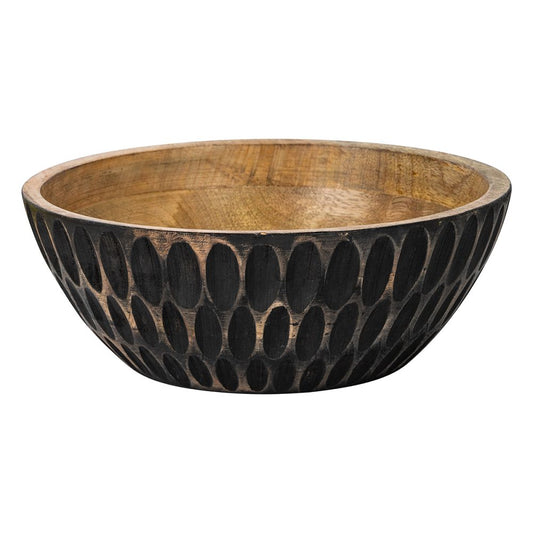 Antique Black Finish Wooden Bowl 10cm x 25cm