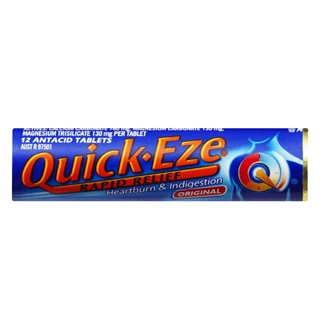 Quick-Eze Rapid Relief Original 12 Chewable Antacid Tablets