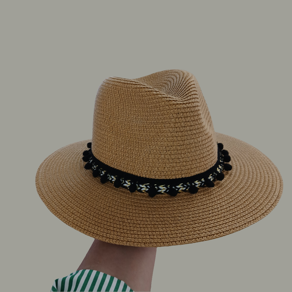 HAT LADIES PANAMA WITH POM POM