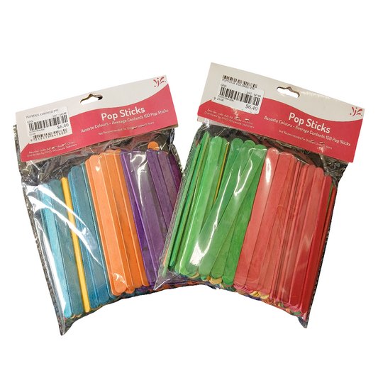 CRAFT POPSTICKS COLOURED PK150
