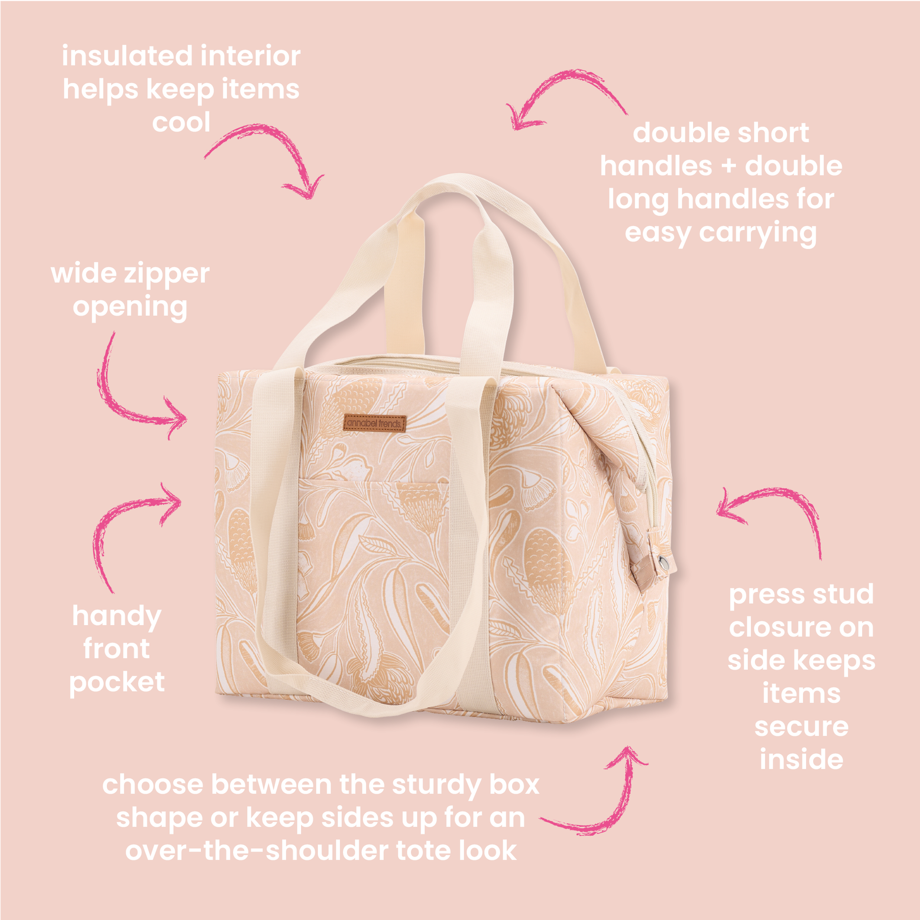 Image of Picnic Cooler Bag Box - Trailing Natives Tan