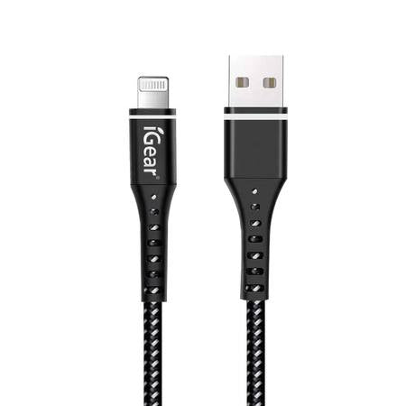 iGear | CABLE IPHONE 5/6/7/8/X 1M HEAVY DUTY - BLACK
