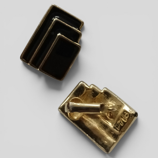Clip On Earrings | Black/ Gold
