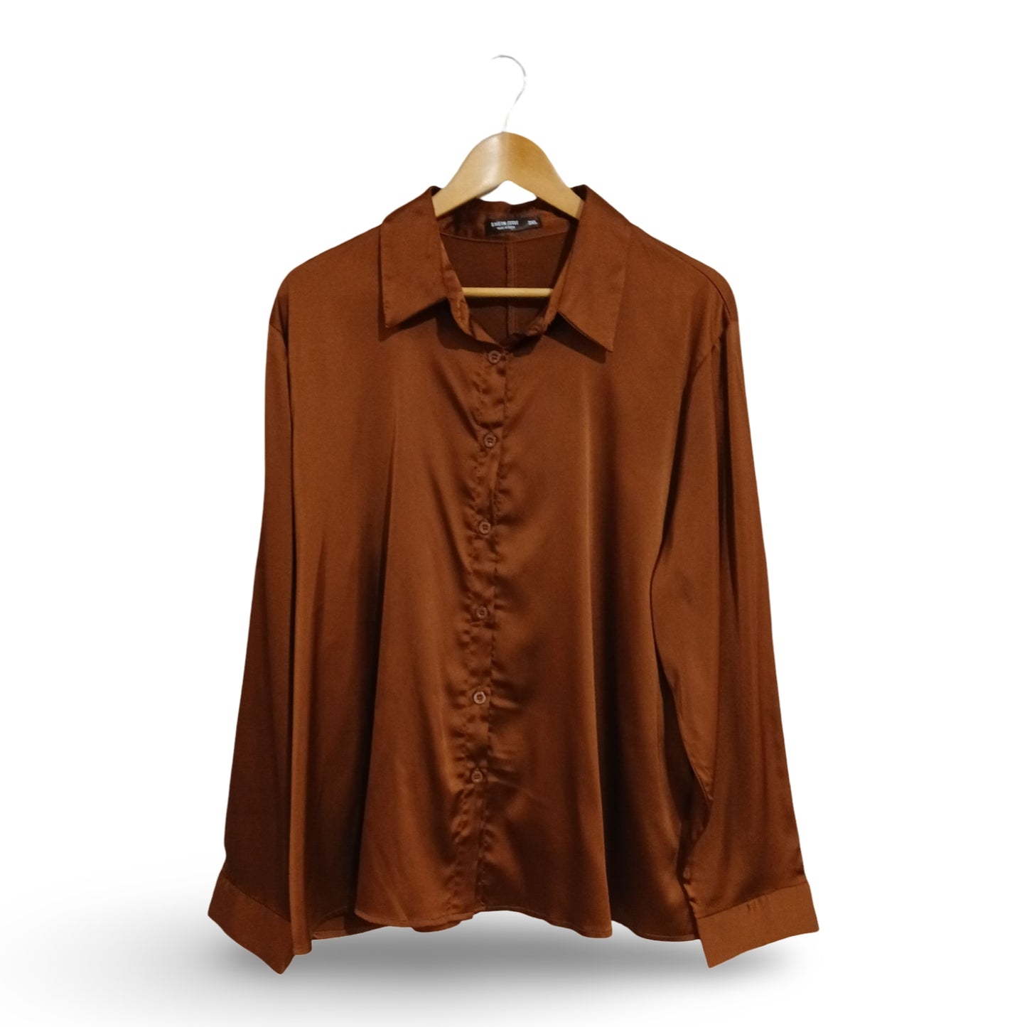 (3XL) Shein Curve | Brown Satin Blouse