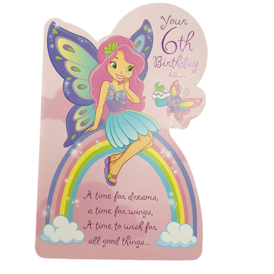 Birthday Card |  6th Girl/Fairy on a Rainbow