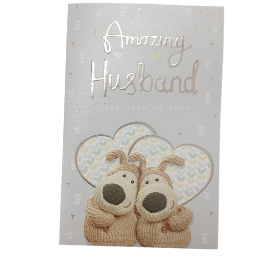 Anniversary Card |  Wedd Hus/Two Boofles with arms around each other.