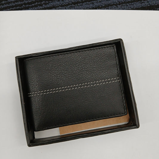 WALLET LEATHER BLACK WHITE STICTCH