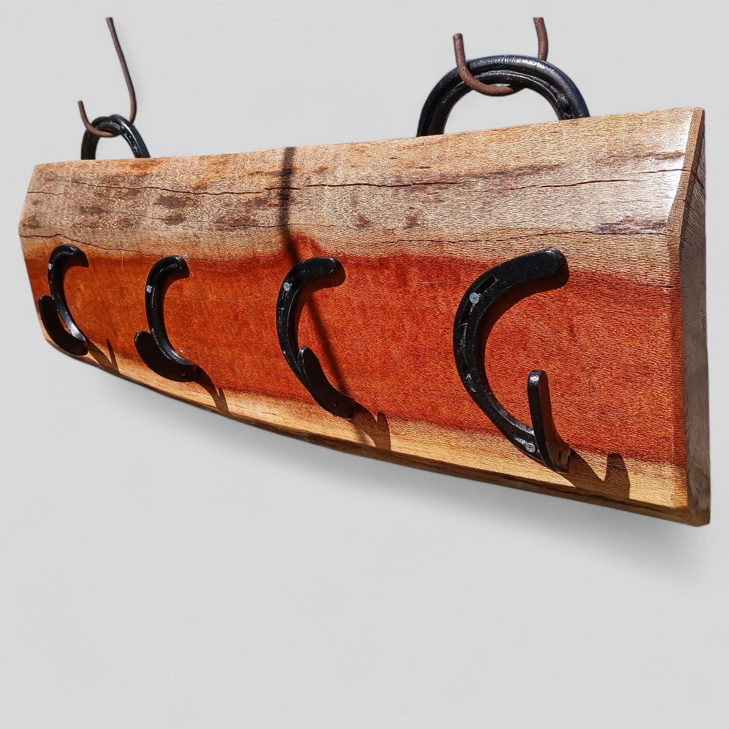 Beefwood & Horseshoe Hanging Rack