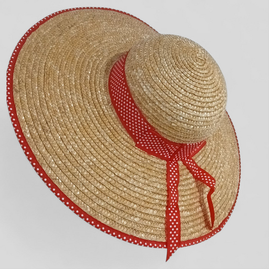 (S) Straw Hat Polka Dot
