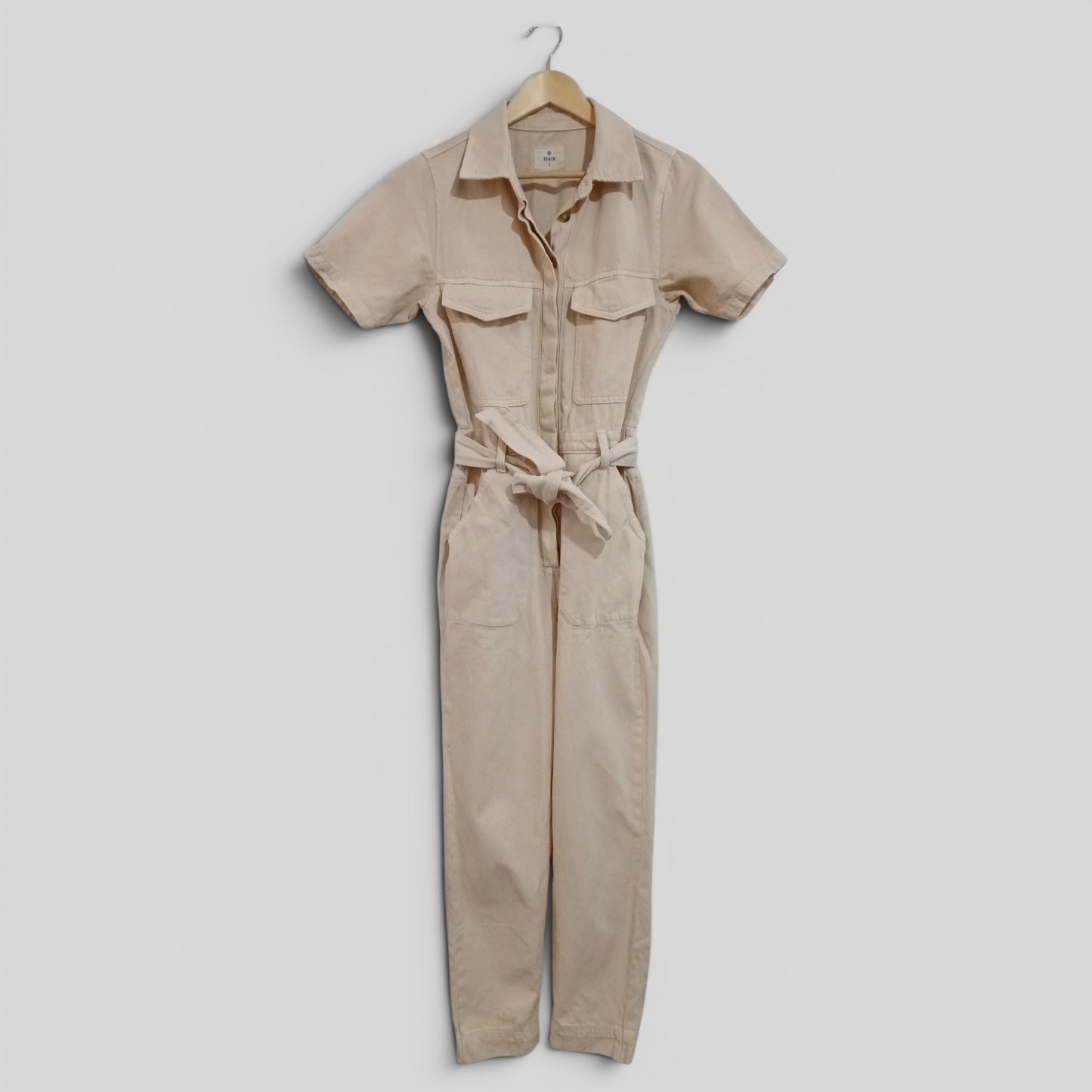(6) Target | Cream Denim Jumpsuit