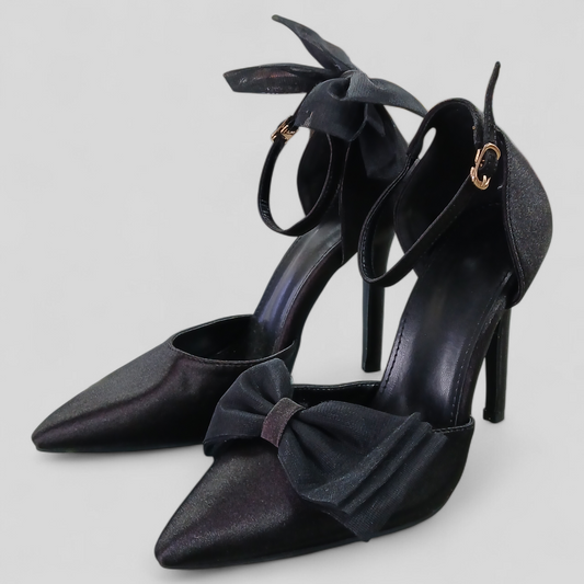 (40) Black Bow Stilettos
