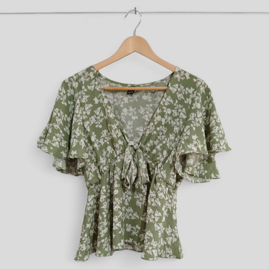 (L) Shein | Green Floral Blouse