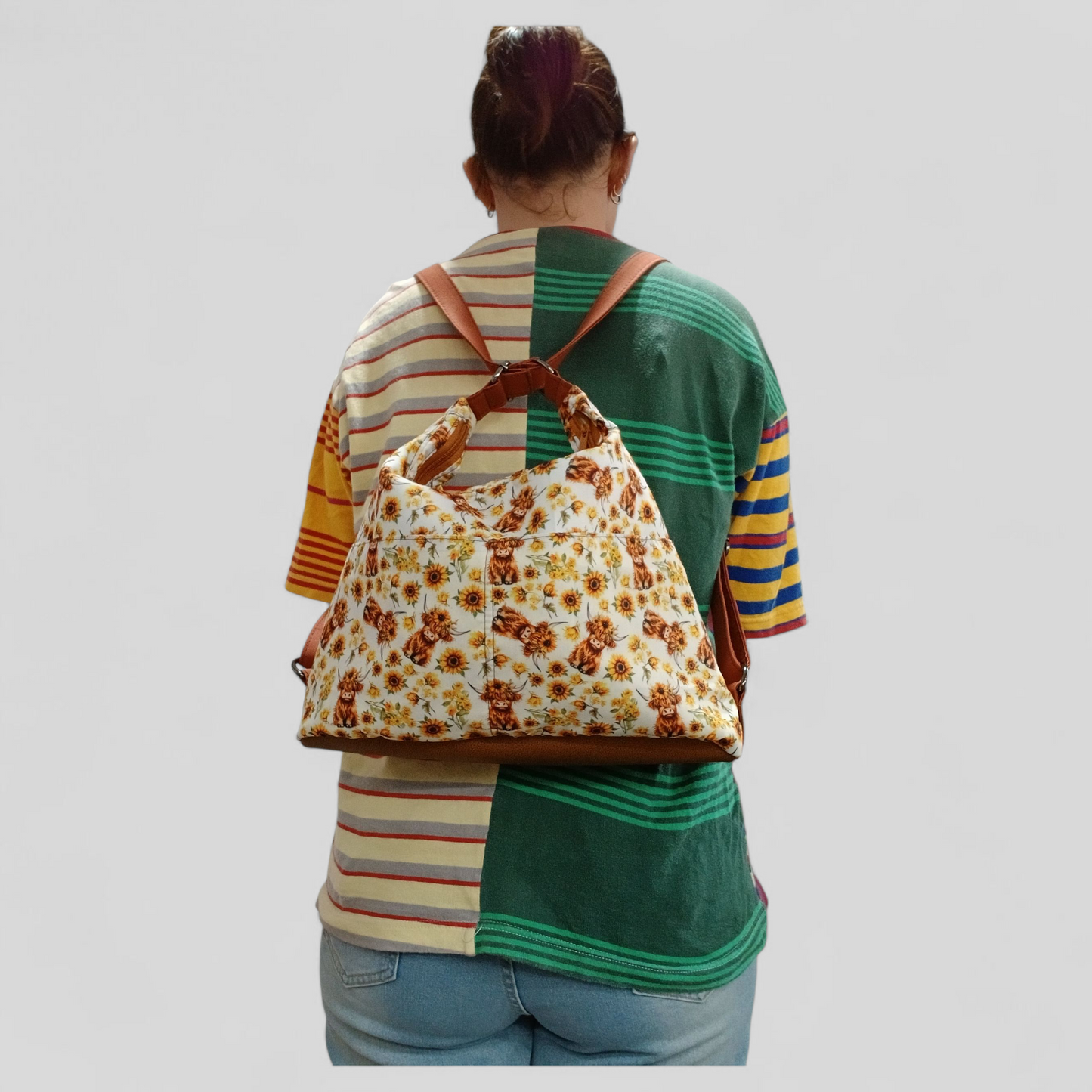 Highland Cow Mini Sunflowers | Convertable Bag | Tracy's Bag Creations