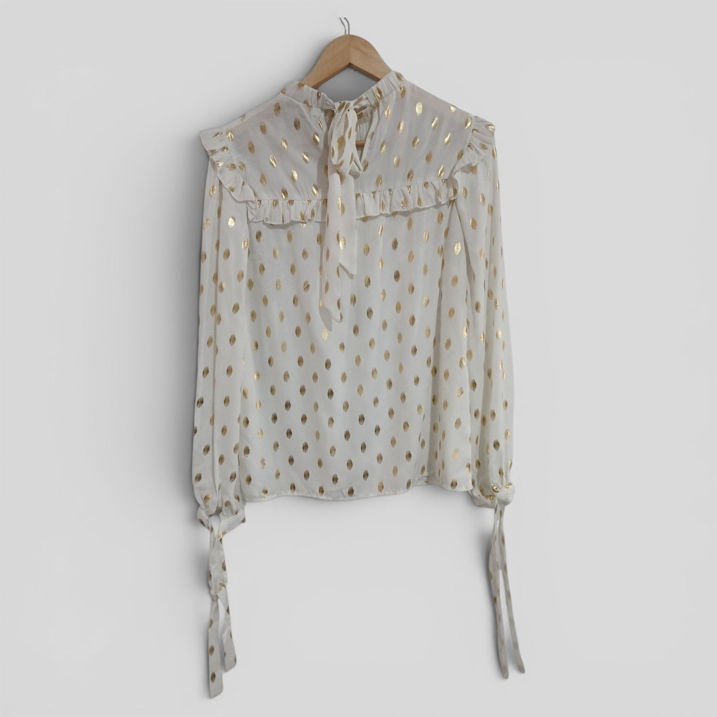 (L) Shein | White Gold Spot Blouse