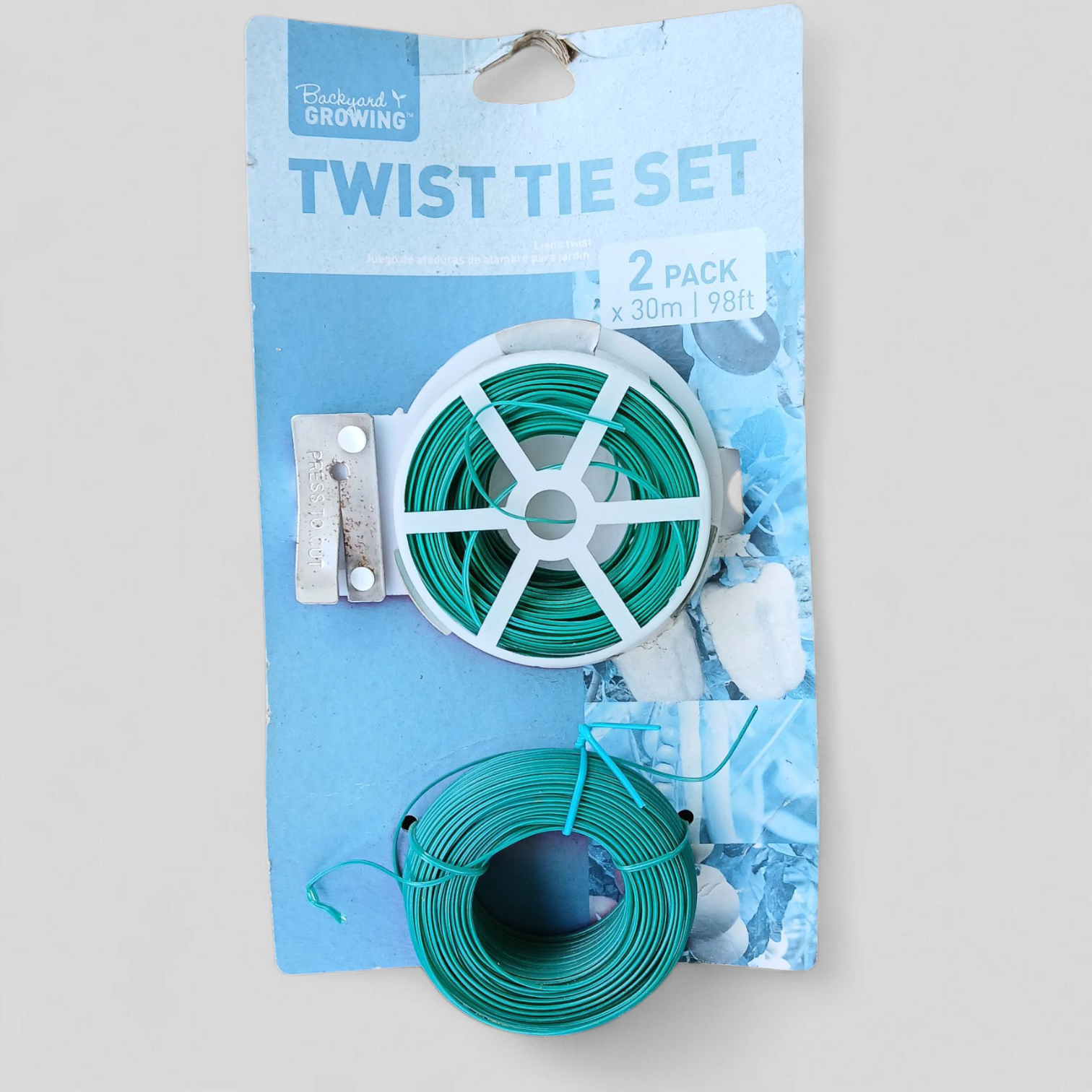 Image of WIRE TWIST TIE PLASTIC COATED WITH CUTTER 30M 2 PACK BACKYARD GROWING