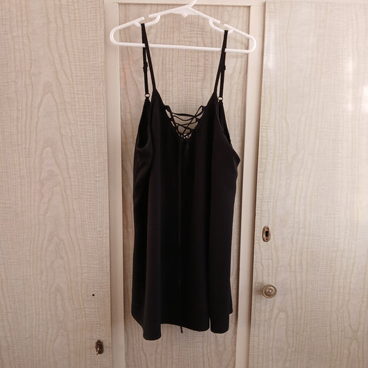 (6) Black Lace-Up front singlet blouse