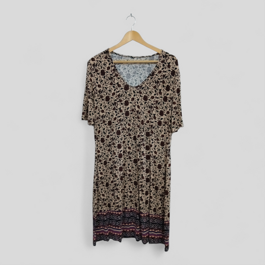 (L) T Shirt Dress Floral