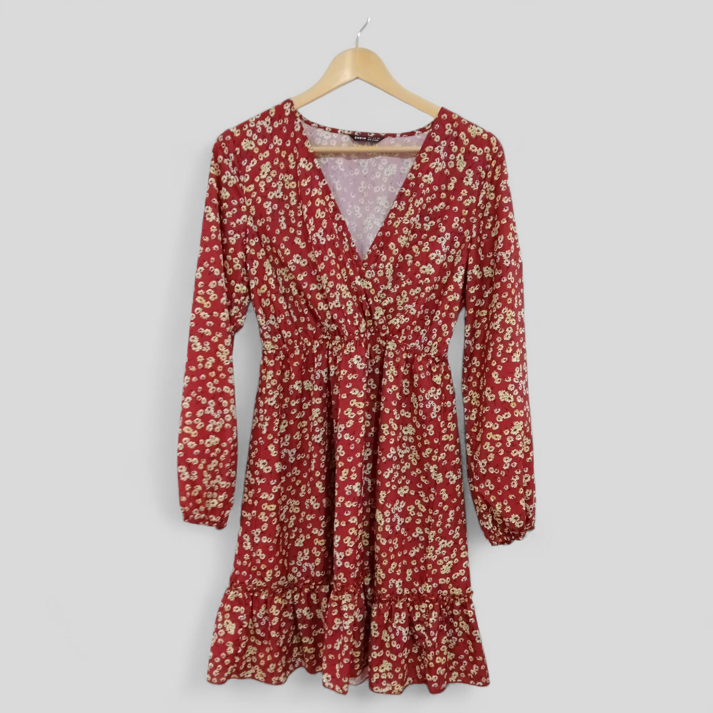 (M) Shein | Red LS Floral Dress