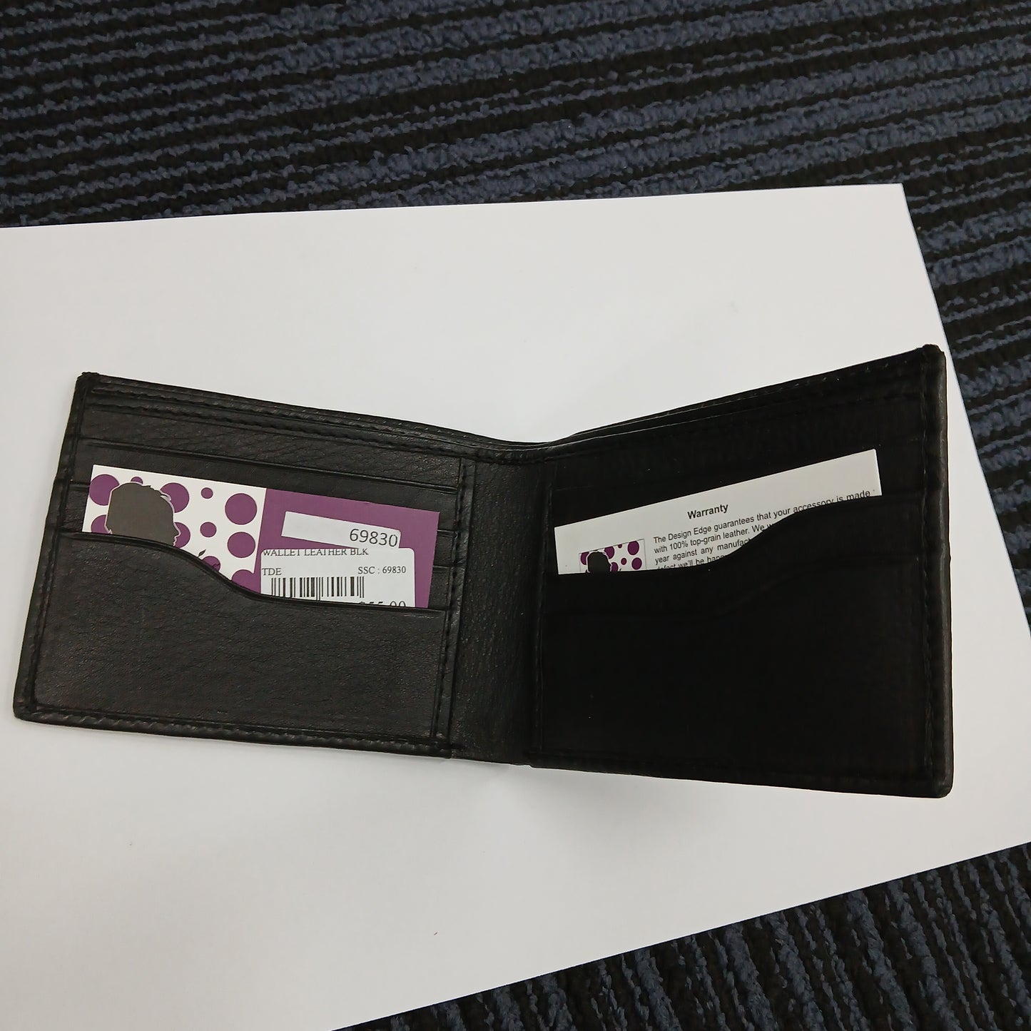 WALLET LEATHER BLACK WHITE STICTCH
