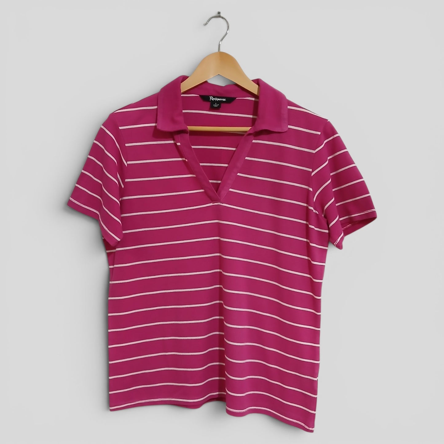 (L) Rockmans | Pink Striped Polo
