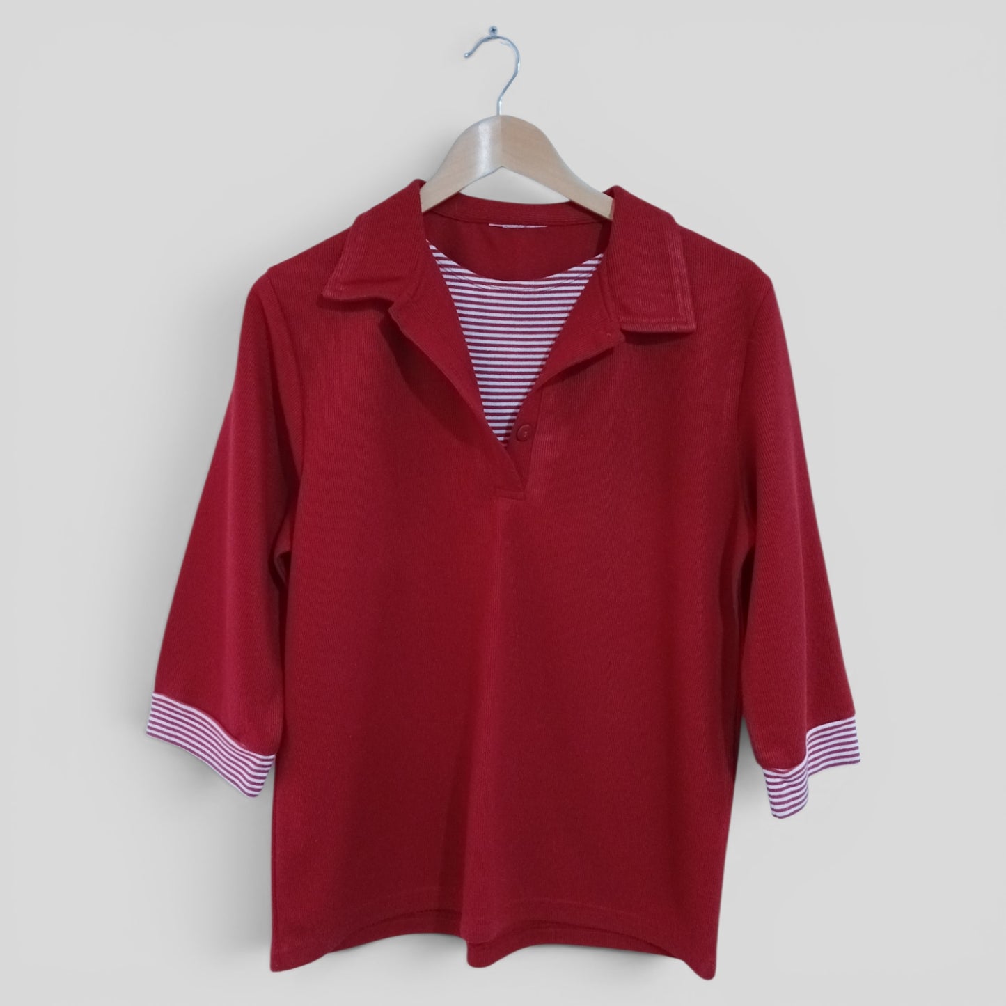 (14) Red Polo Striped
