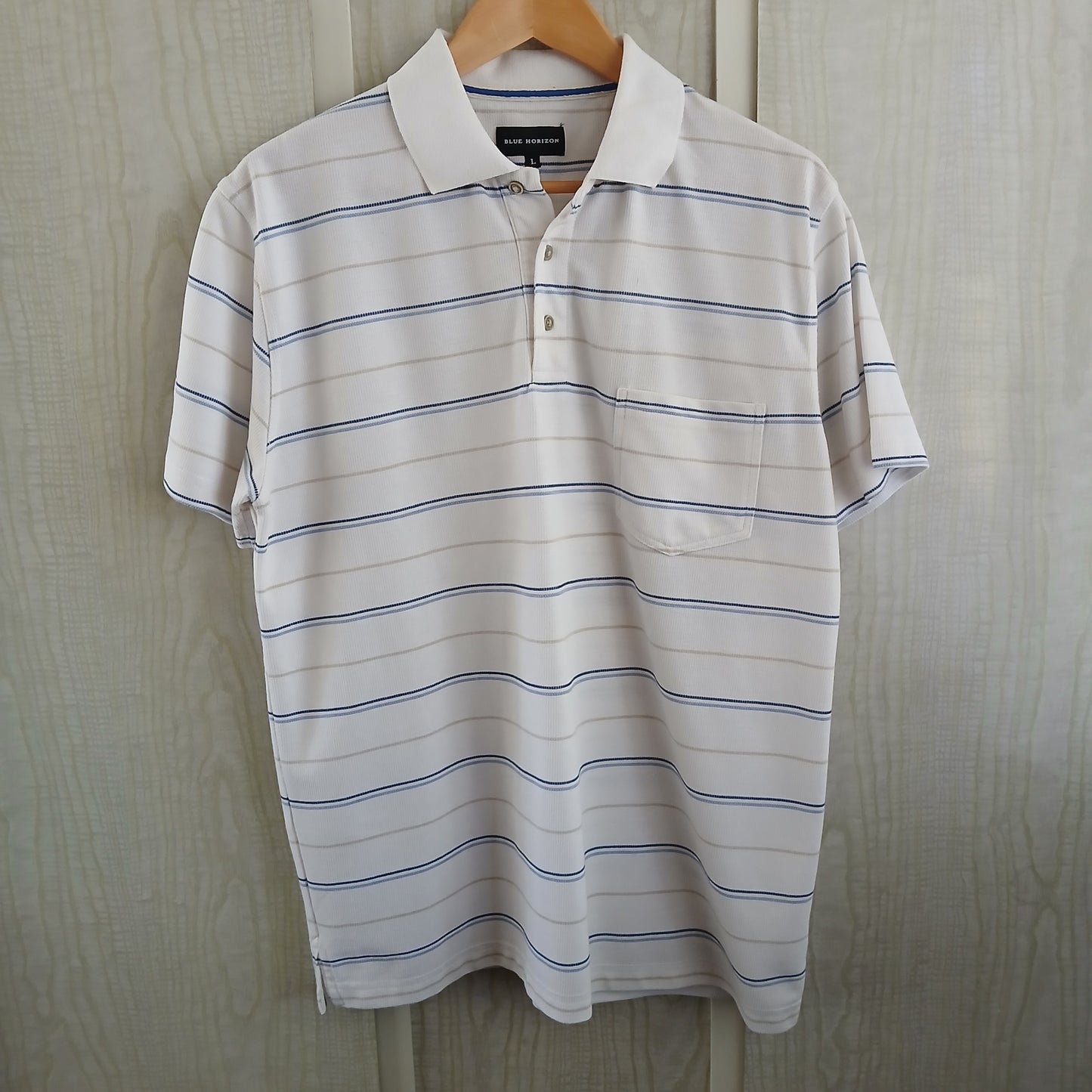 (L) Blue Horizon Striped Polo