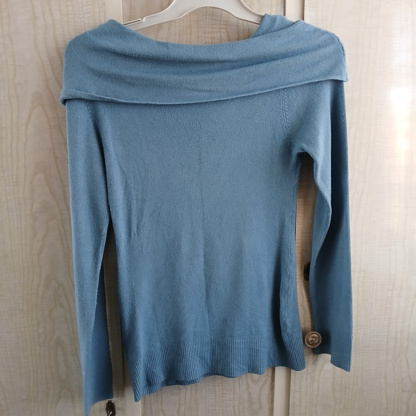 (M) J.U.N.K. Blue cowl neck blouse