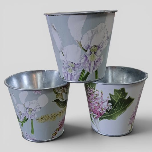 Mini Floral Tin Buckets