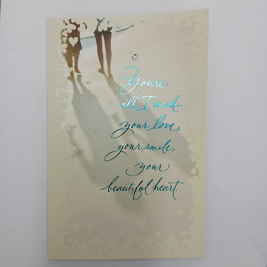 Blank/ Open Card | Love/Walking on the Beach