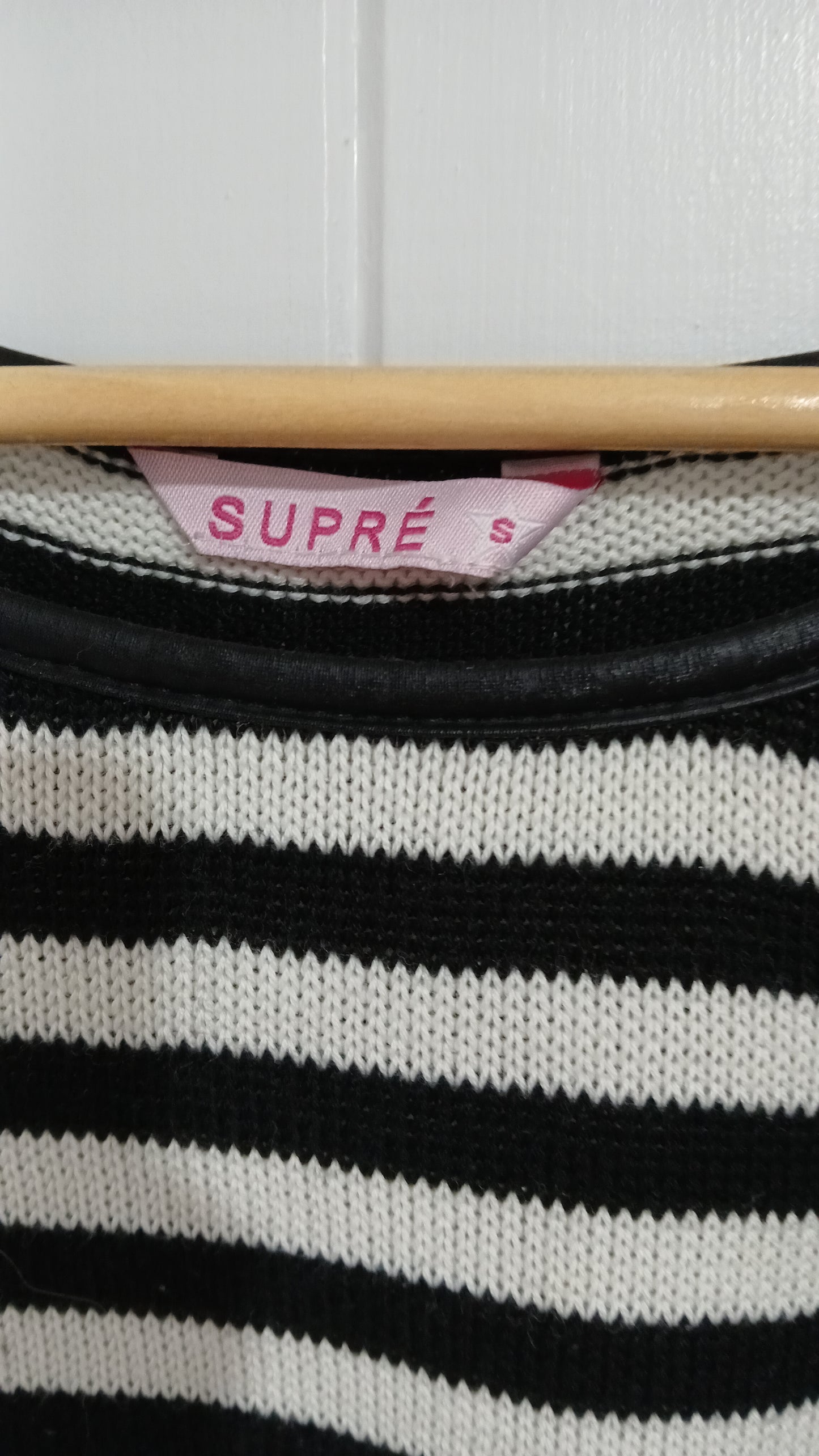 (S) Supre | Striped Faux Leather Shoulder Blouse