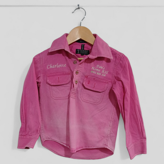 (3JNR) Pilbara | Pink LS Workshirt