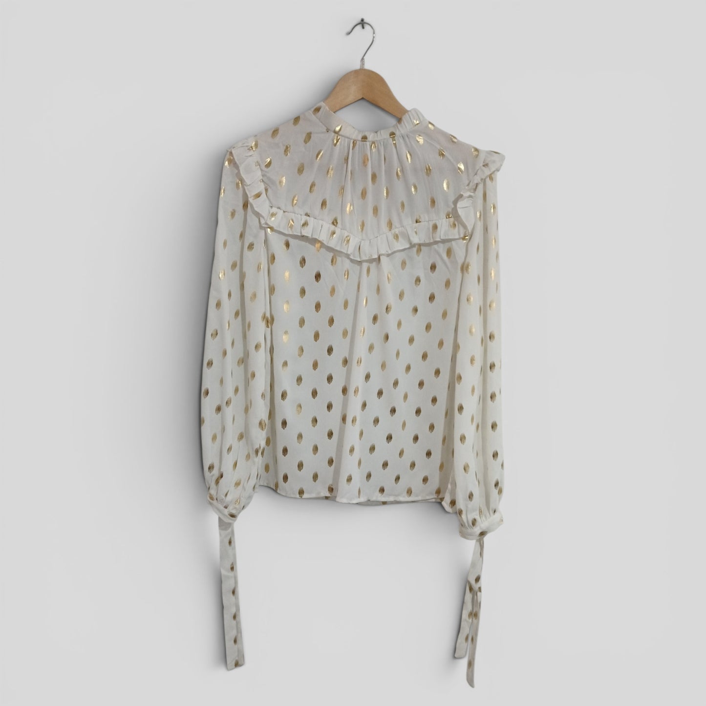 (L) Shein | White Gold Spot Blouse