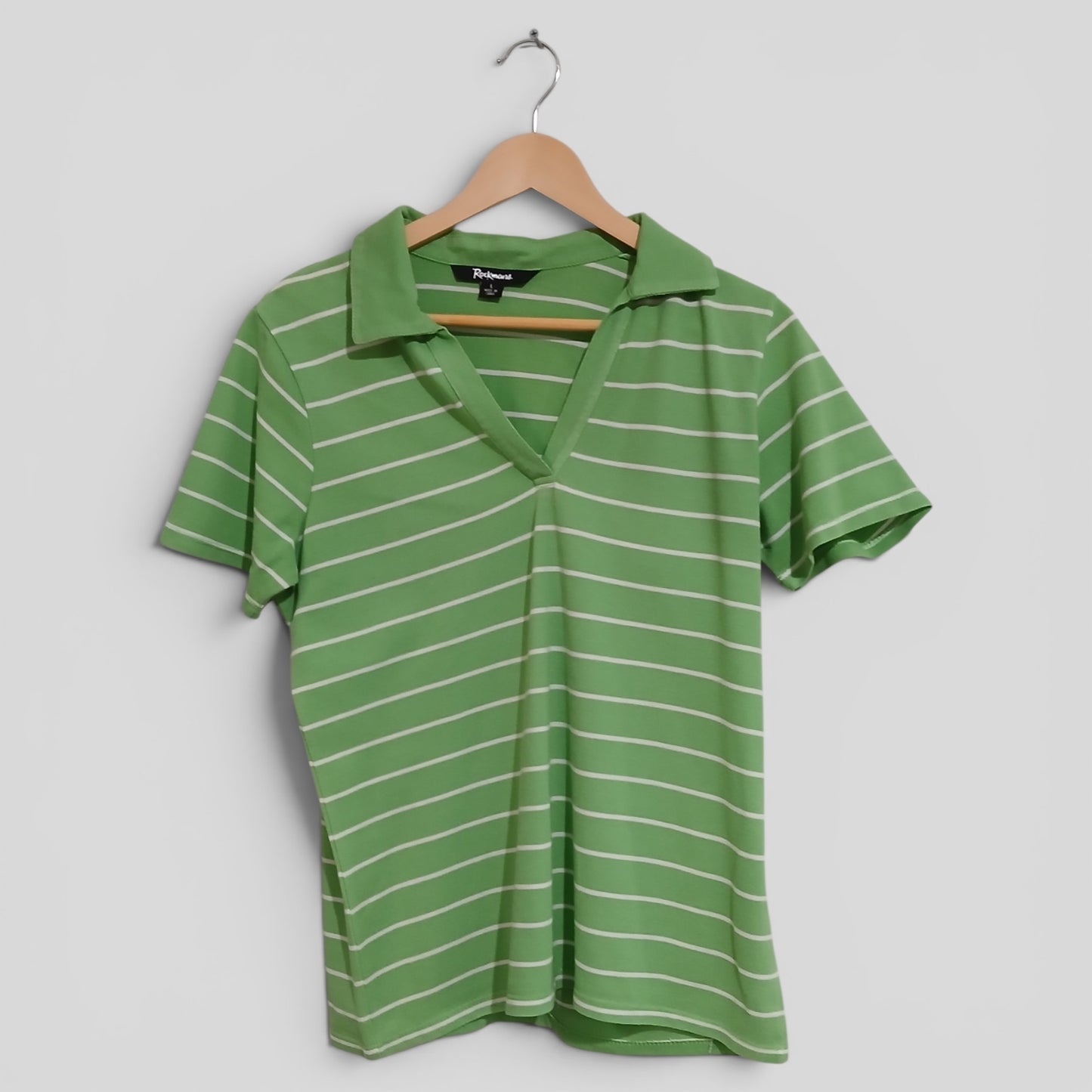 (L) Rockmans | Green Striped Polo