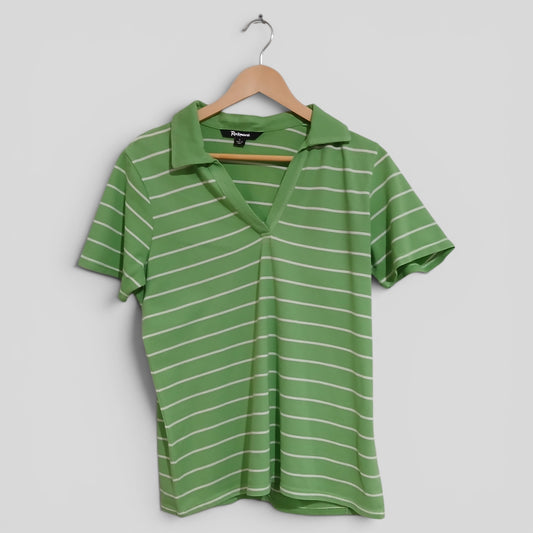 (L) Rockmans | Green Striped Polo