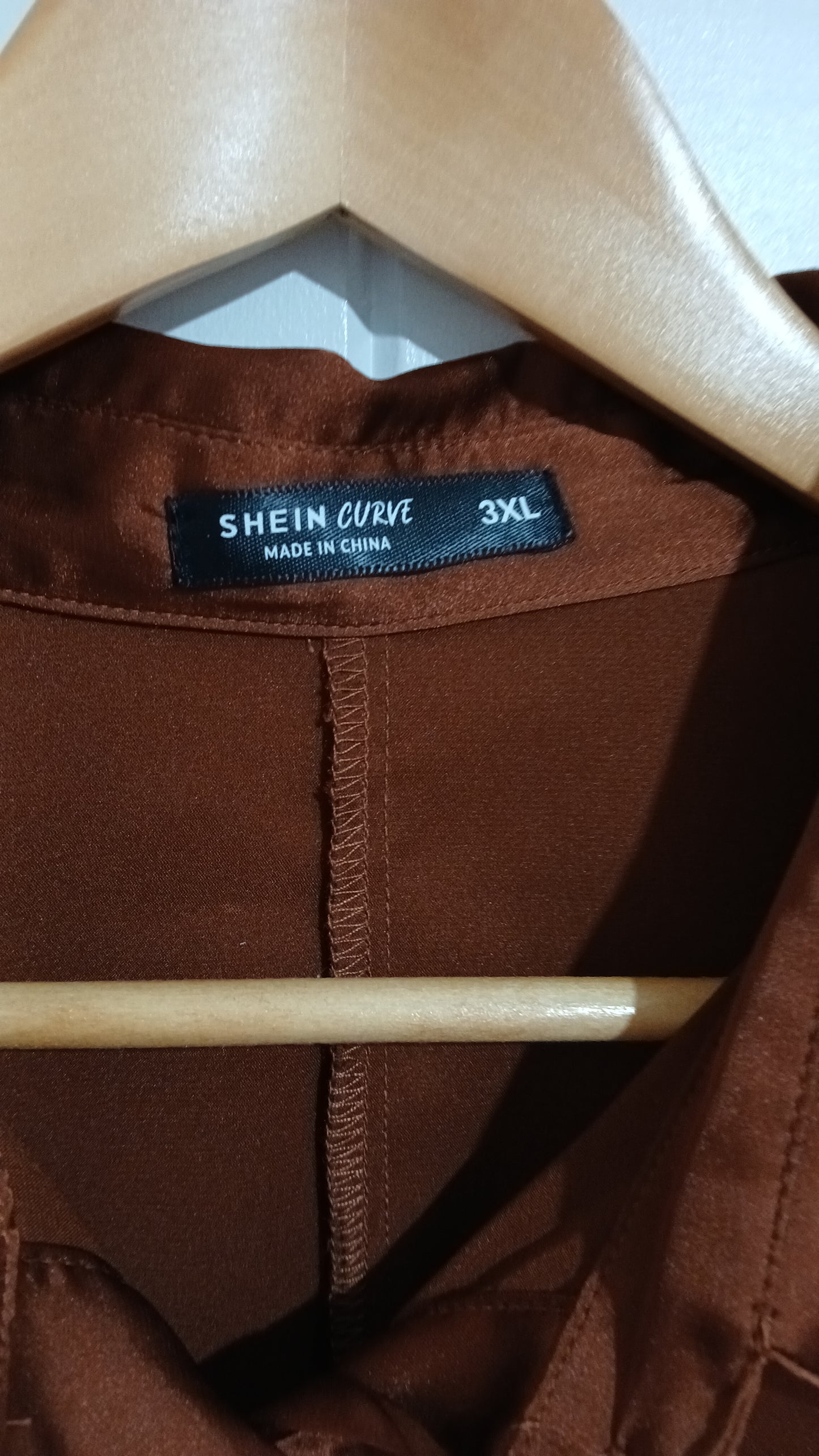 (3XL) Shein Curve | Brown Satin Blouse