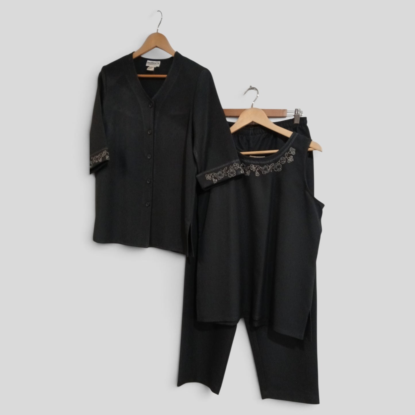 (10) Millers | Black Blouse & Pants Set 3 pc