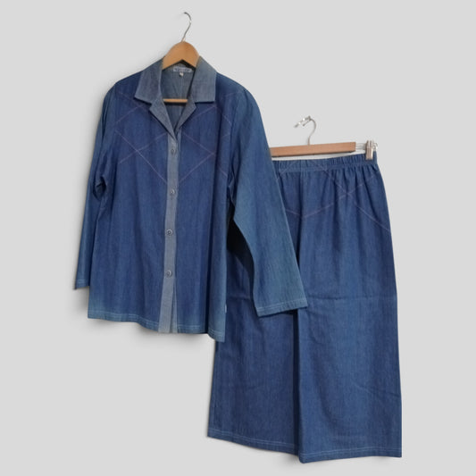 (S) Renzi Vorsa | Blue Blouse Pants Set