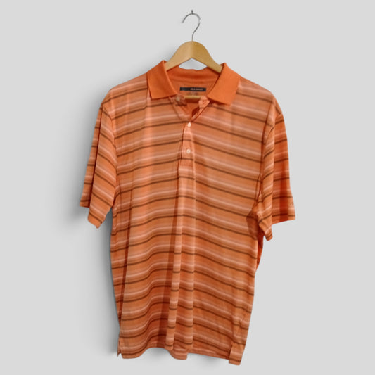 (L) Greg Norman | Orange Striped Polo