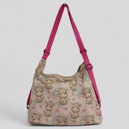 Highland Cow Pink | Convertable Bag | Tracy's Bag Creations