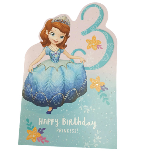 Birthday Card |  3rd Girl/Sofia Happy Birthday Princess Age 3