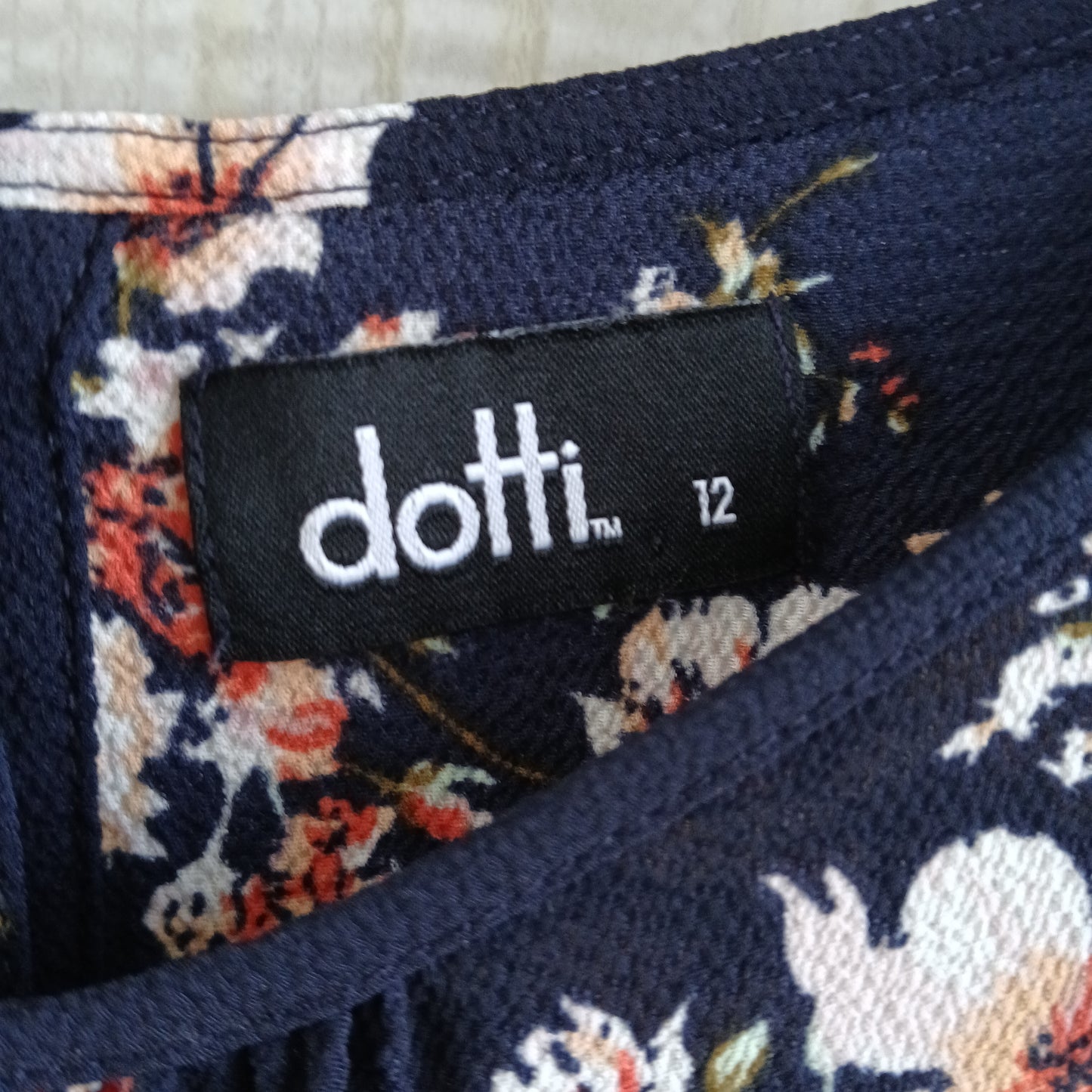 (12) Navy Floral Dotti L/S Blouse