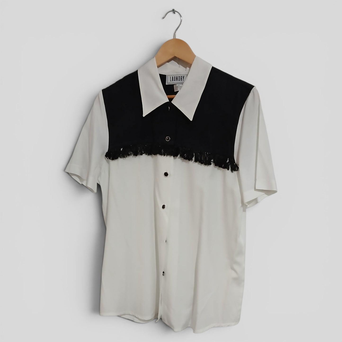 (12) Laundry | BW Fringe Blouse