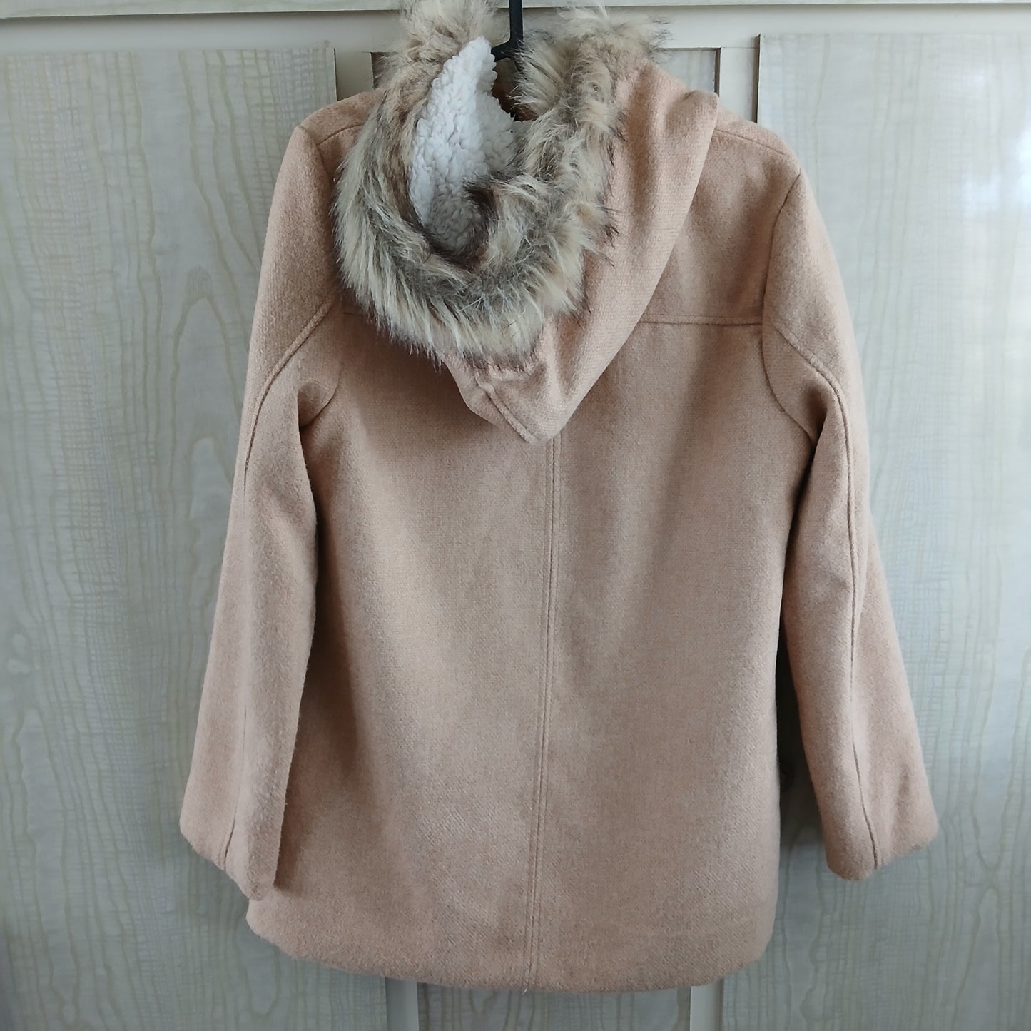 (14) Cream Linen Look hooded jacket