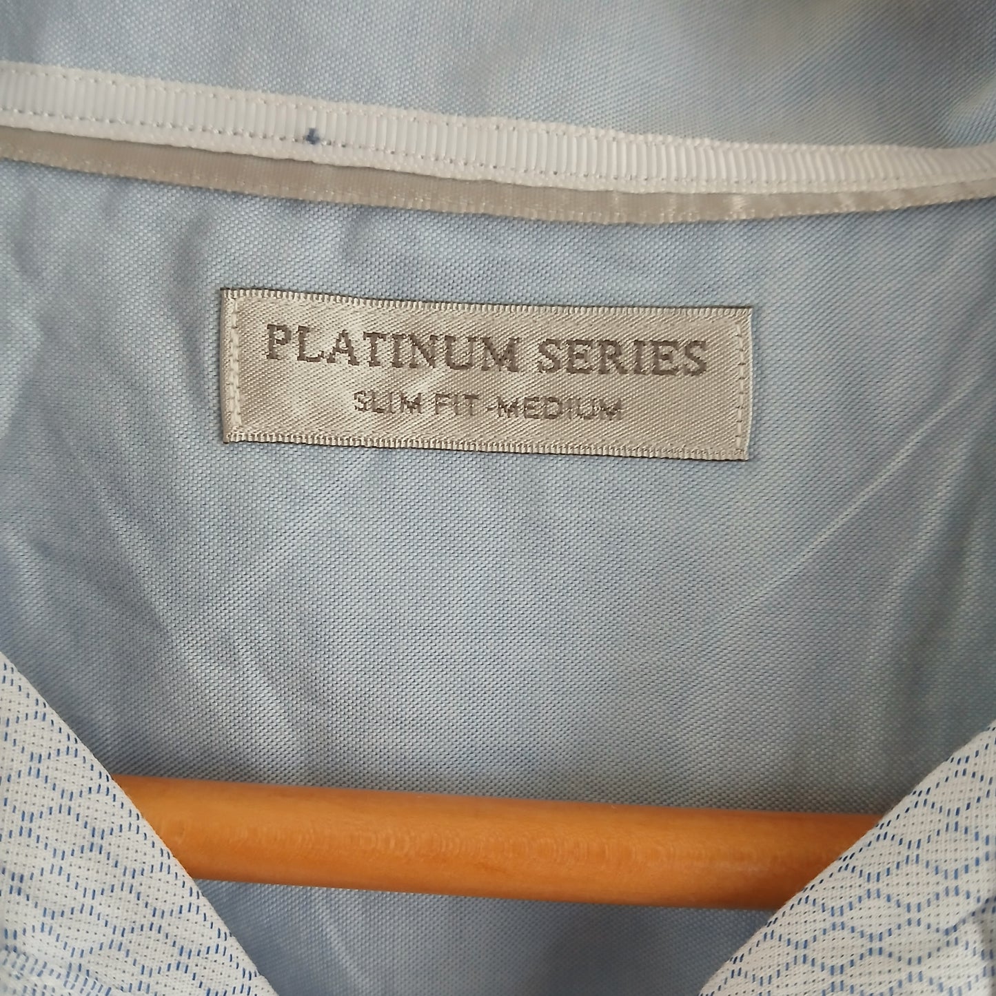 (Medium) Platinum Series Slim Fit Blue L/S Dress Shirt