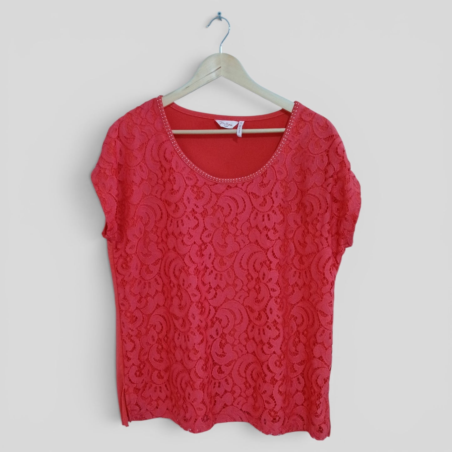 (L) Millers | Red Lace Front Blouse