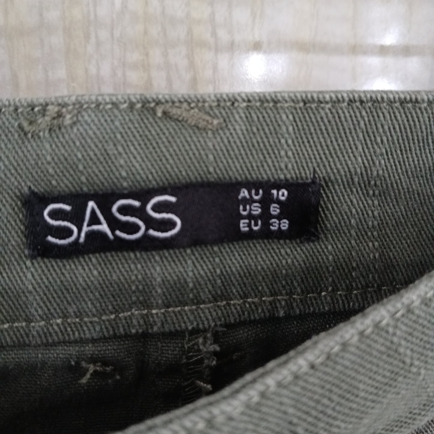 (10) Sass | Green Denim Skirt