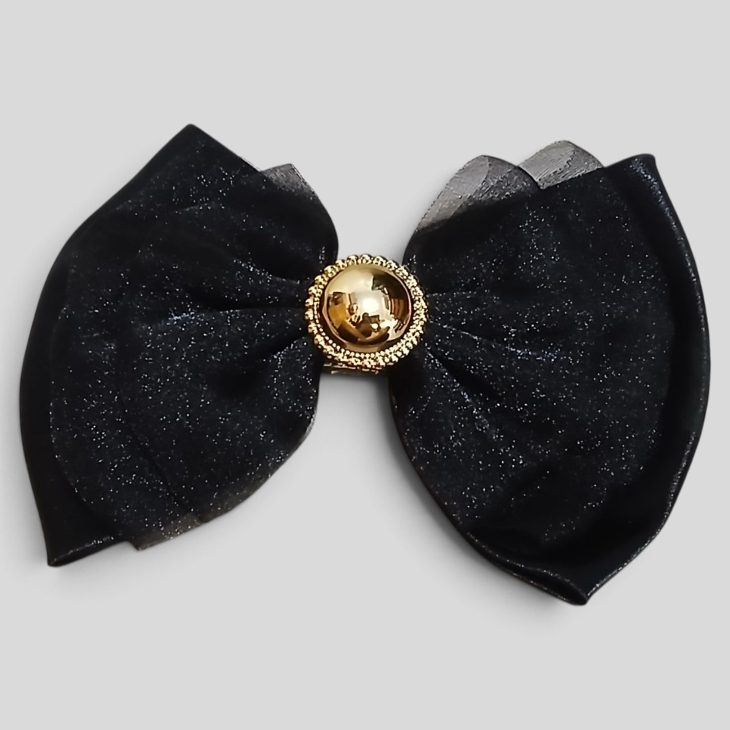 Hair Clip Black Bow Gold