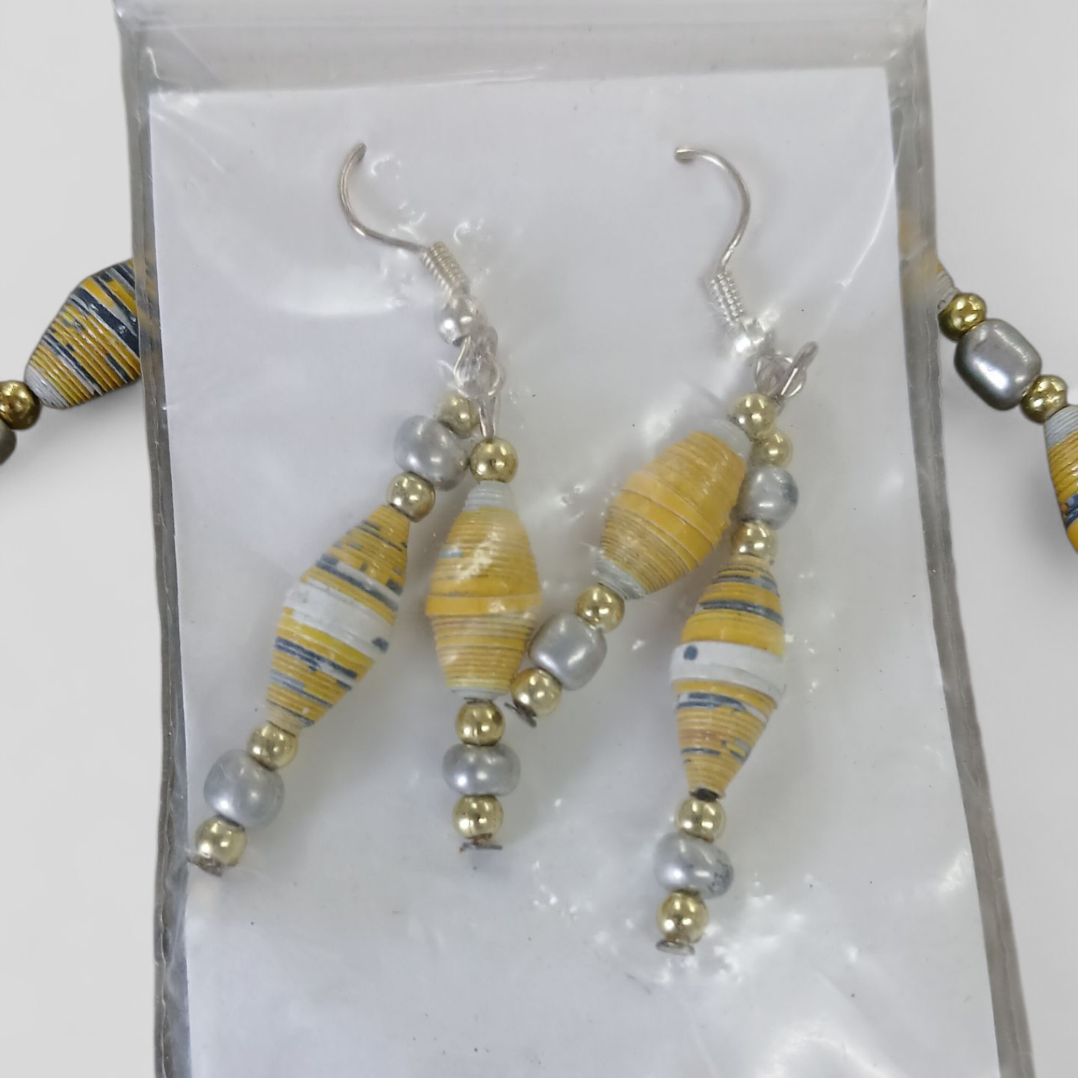 Image of Necklace & Earring Set | Yellow Paper Beads